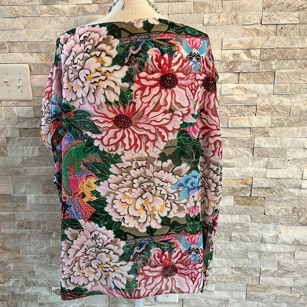 Summer floral  tunic, blouse Yamamay L- XL short sleeves​​​​​​